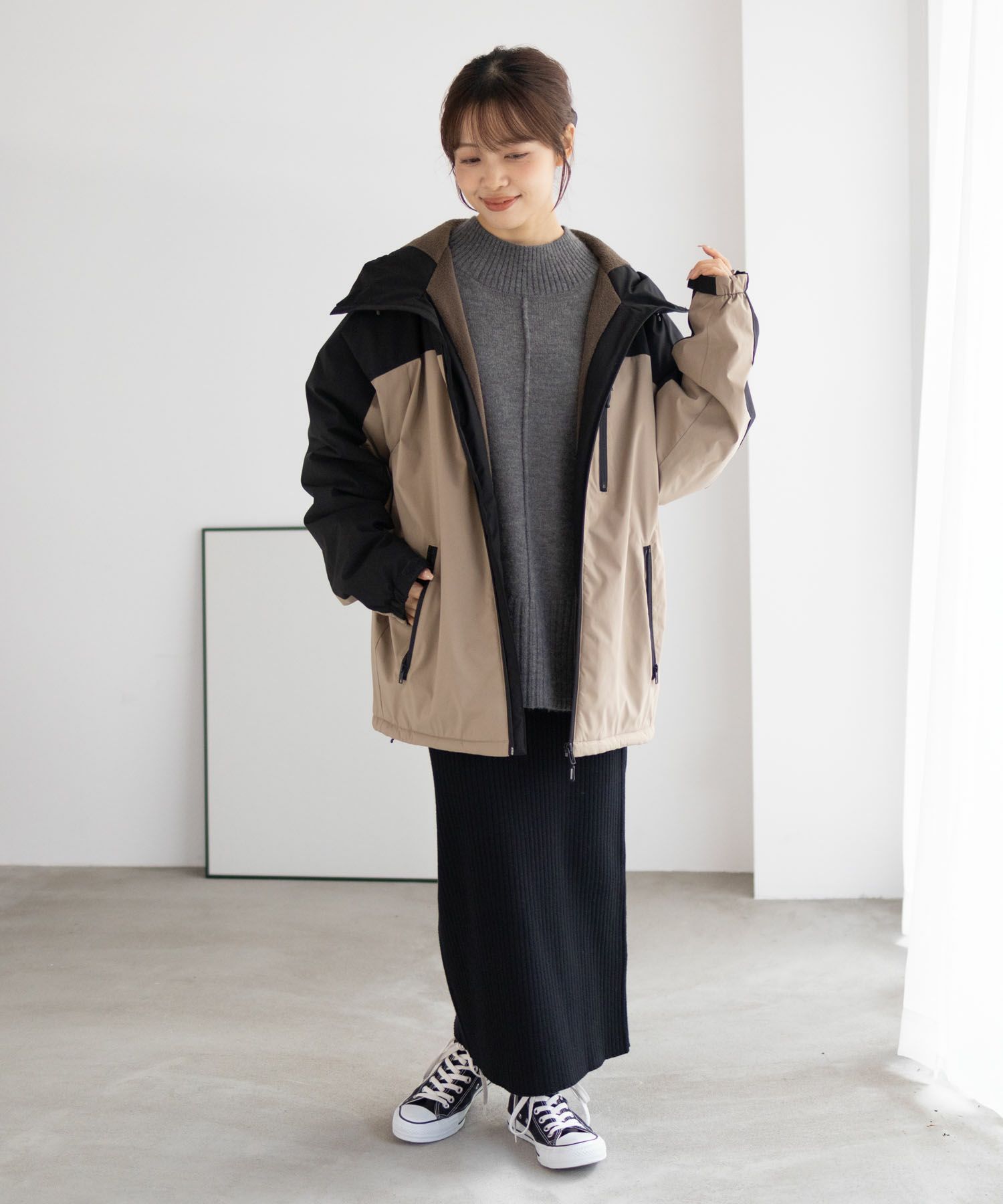 NAVY シャットアウター SOLOTEX(R)使用 裏シャギーフードジャケット メンズ