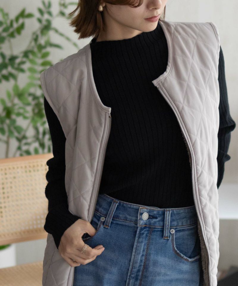 Howdy Marie ボアタフタリバーシブルベスト レディース商品画像-4