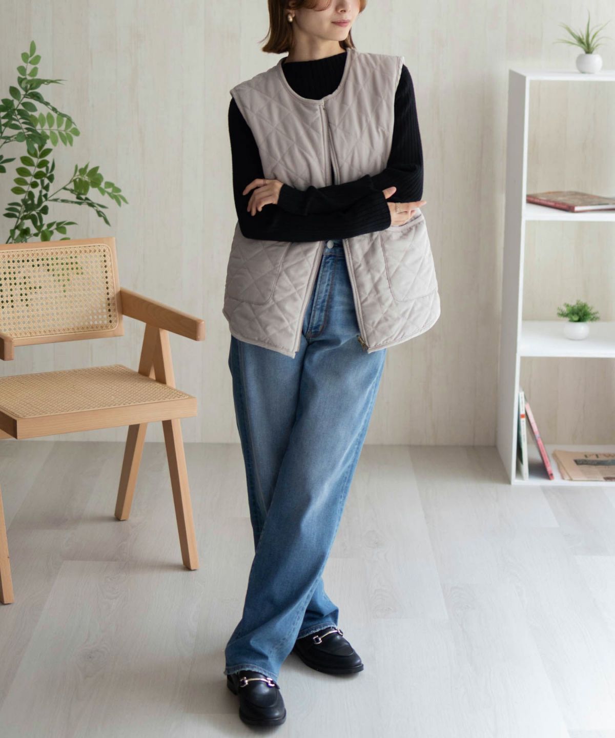 Howdy Marie ボアタフタリバーシブルベスト レディース