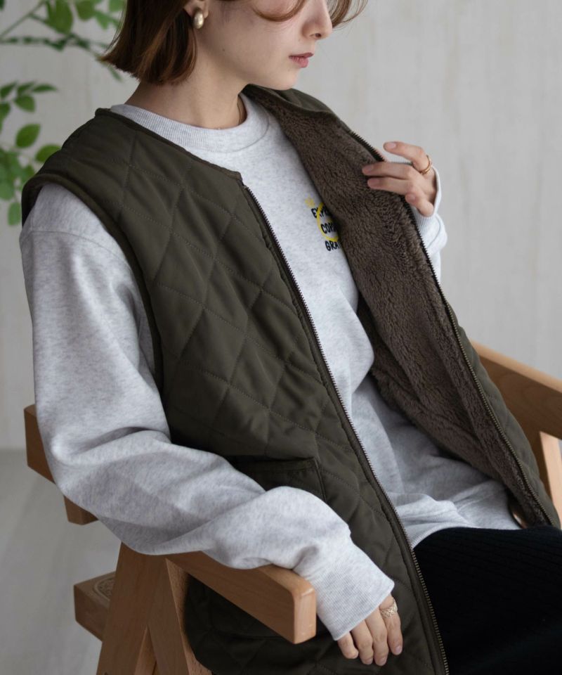 Howdy Marie  ボアタフタリバーシブルベスト レディース商品画像-12