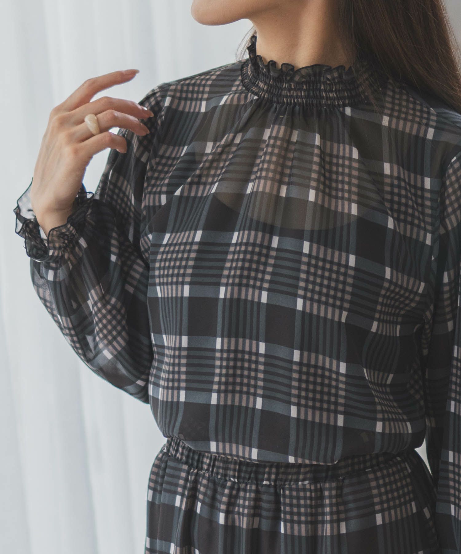 HusHusH チェックプリントブラウス レディース