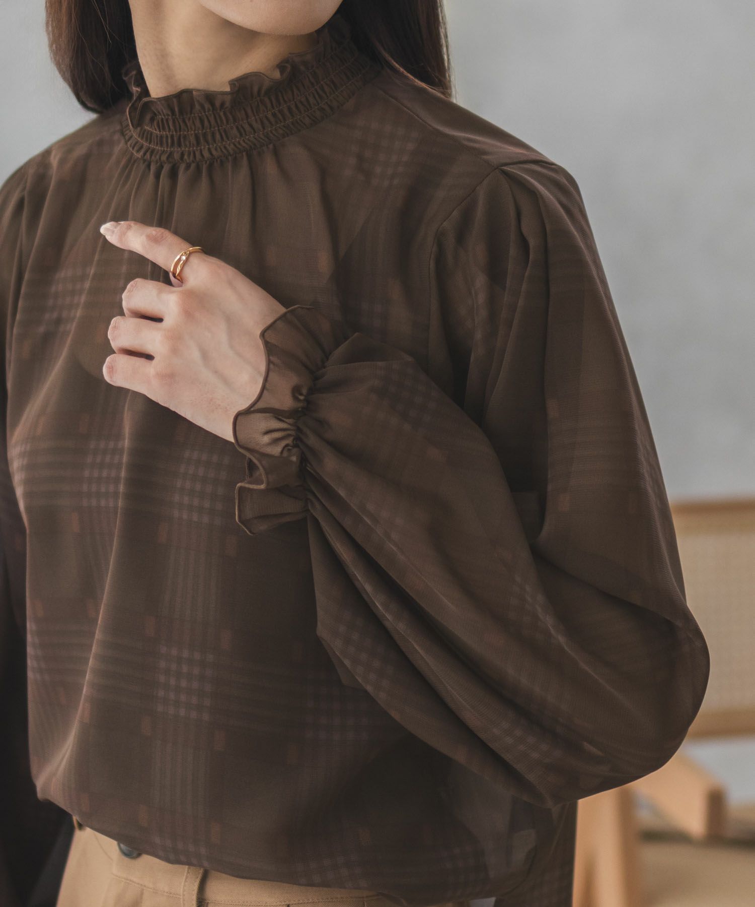 HusHusH チェックプリントブラウス レディース