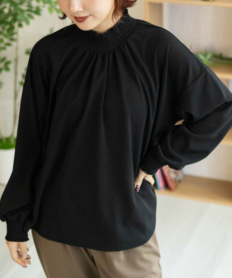 Howdy Marie  梨地ハイネックシャーリングブラウス レディース商品画像-6