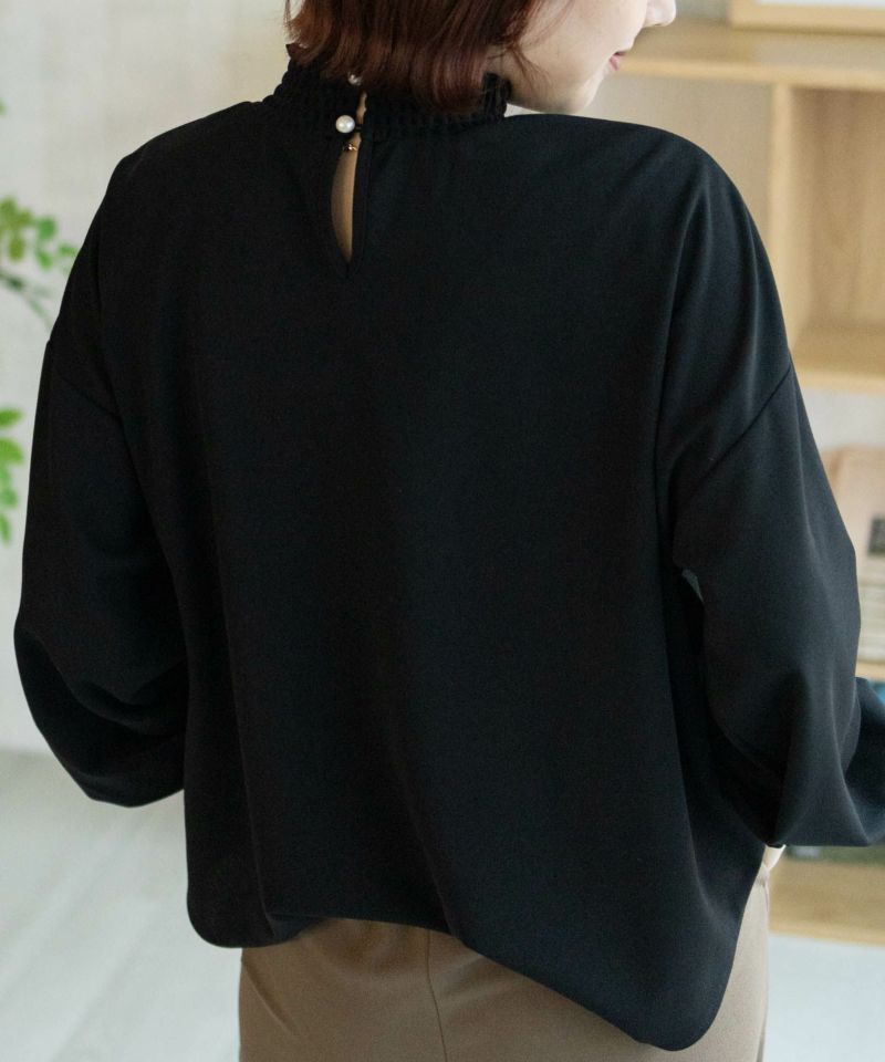 Howdy Marie  梨地ハイネックシャーリングブラウス レディース商品画像-12