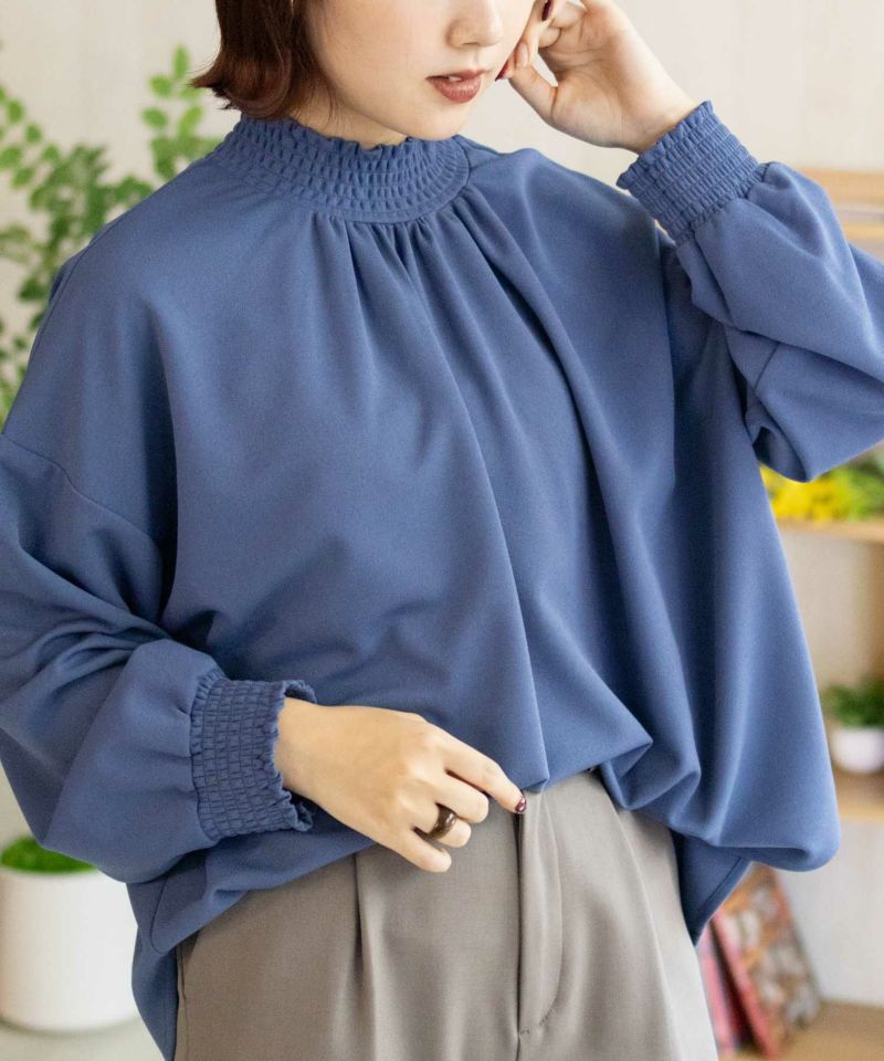 Howdy Marie  梨地ハイネックシャーリングブラウス レディース商品画像-15