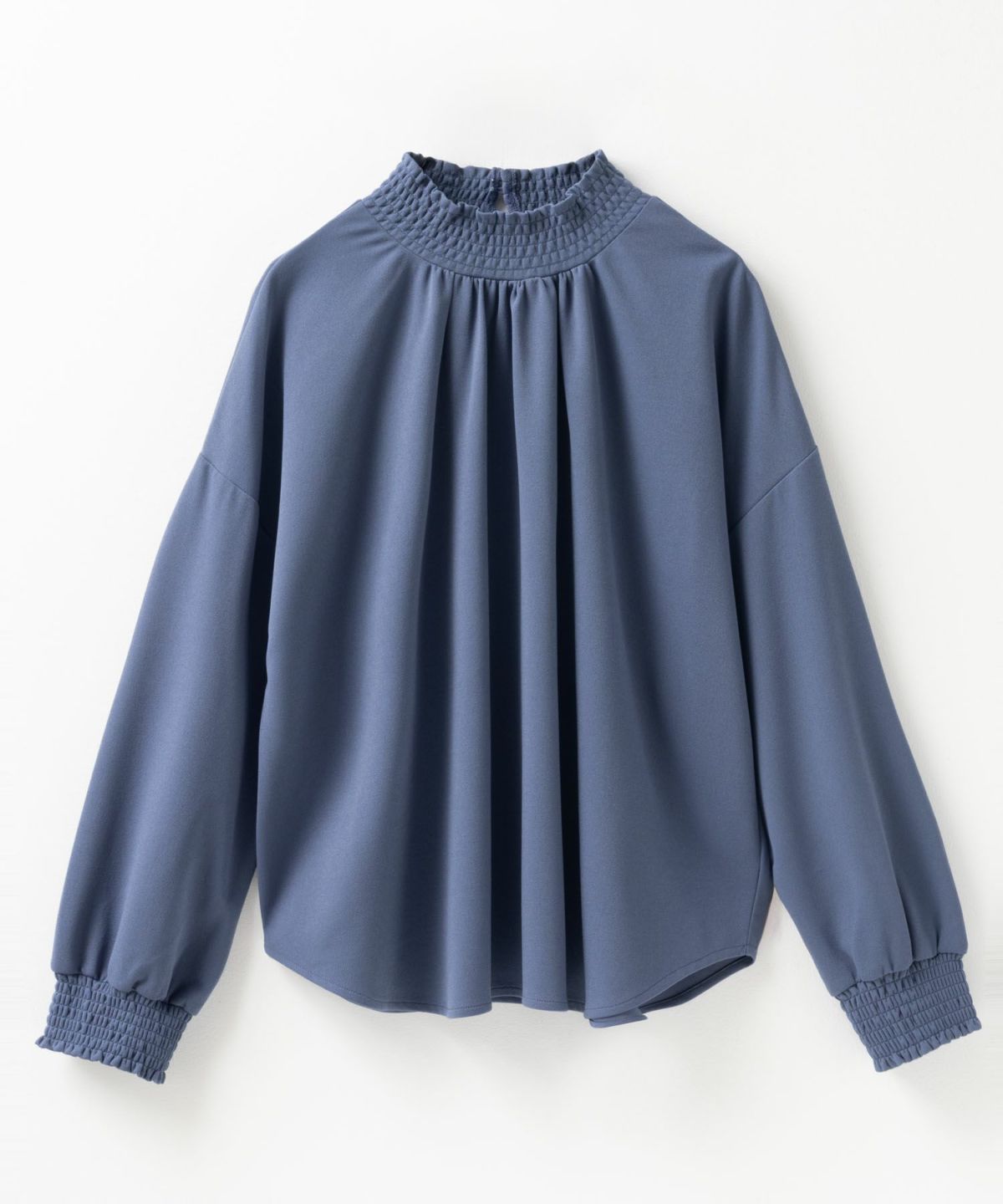 Howdy Marie 梨地ハイネックシャーリングブラウス レディース