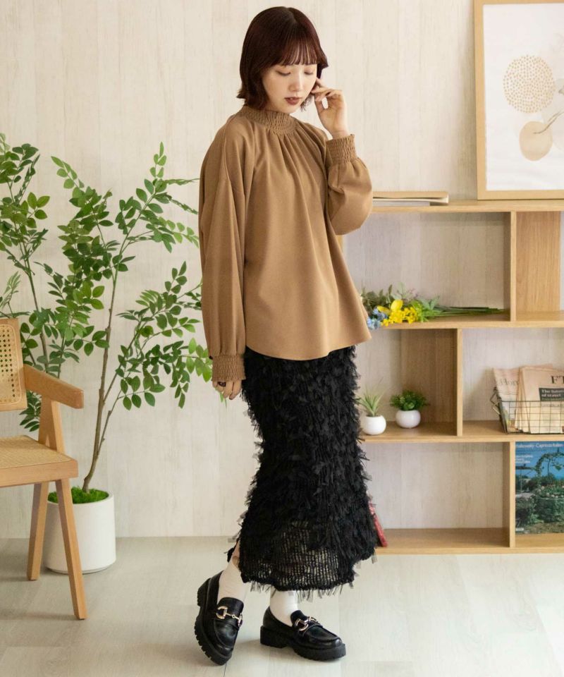 Howdy Marie  梨地ハイネックシャーリングブラウス レディース商品画像-40