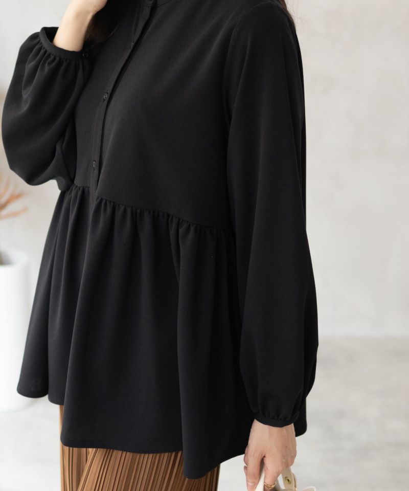 Howdy Marie 梨地前開き切り替えブラウス レディース商品画像-1