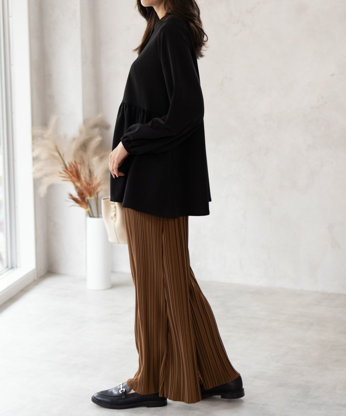 Howdy Marie 梨地前開き切り替えブラウス レディース