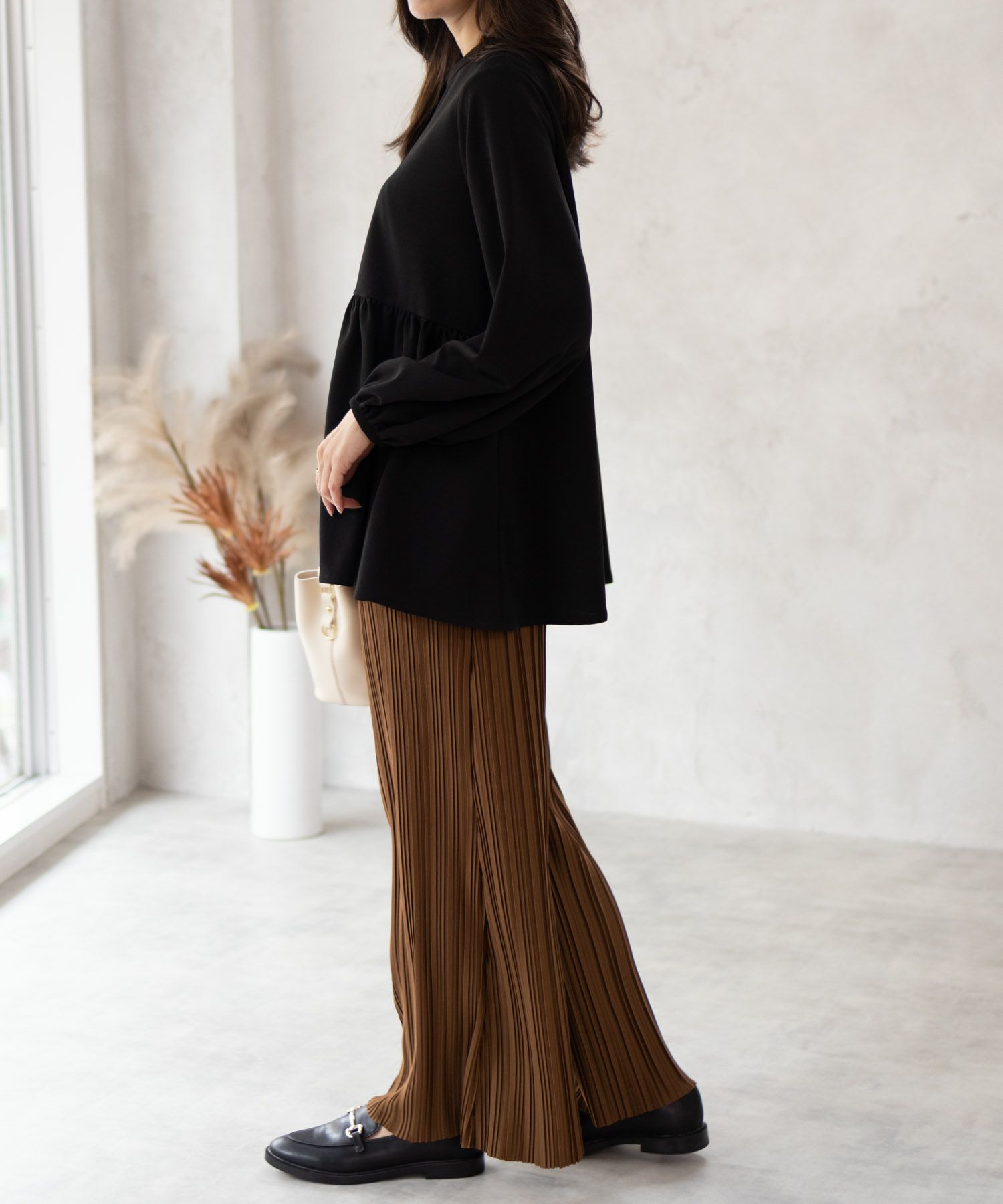 Howdy Marie  梨地前開き切り替えブラウス レディース商品サムネイル-4