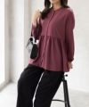 Howdy Marie  梨地前開き切り替えブラウス レディース商品サムネイル-6
