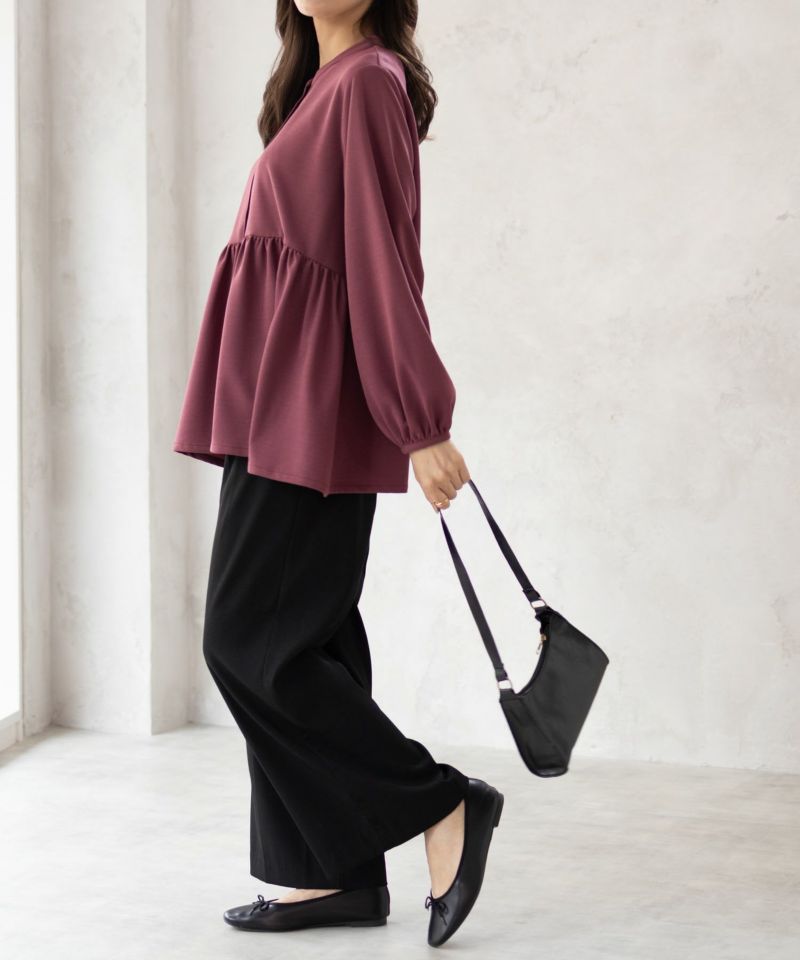 Howdy Marie 梨地前開き切り替えブラウス レディース商品画像-7