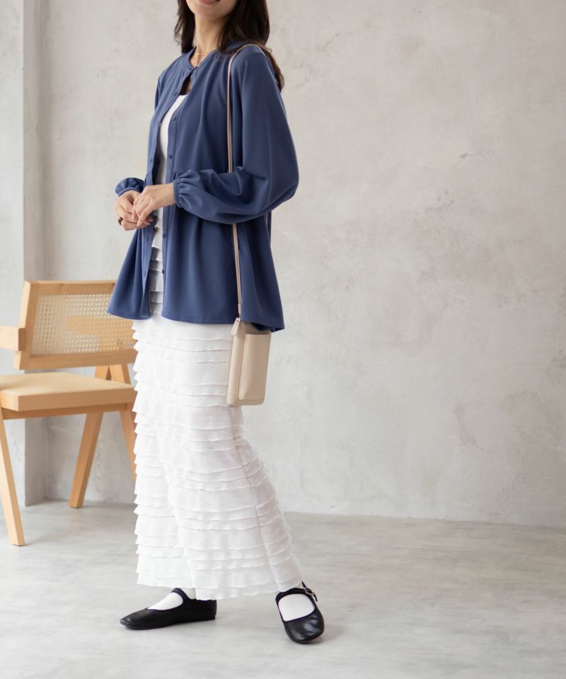 Howdy Marie  梨地前開き切り替えブラウス レディース商品画像-9