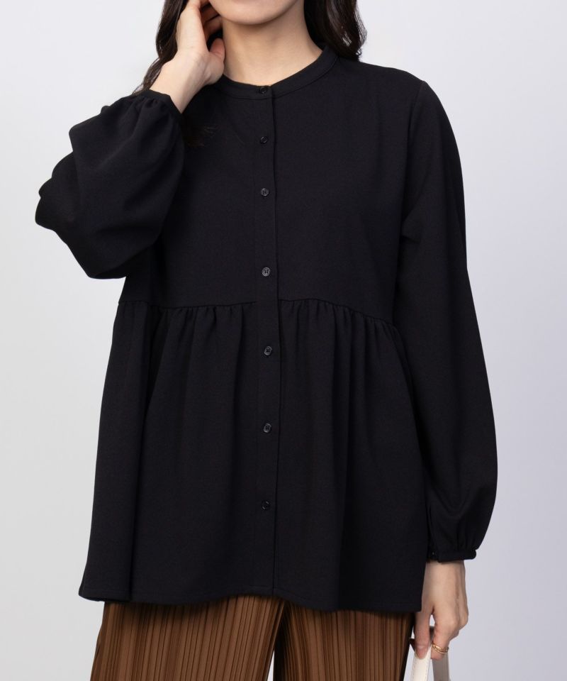 Howdy Marie  梨地前開き切り替えブラウス レディース商品画像-11