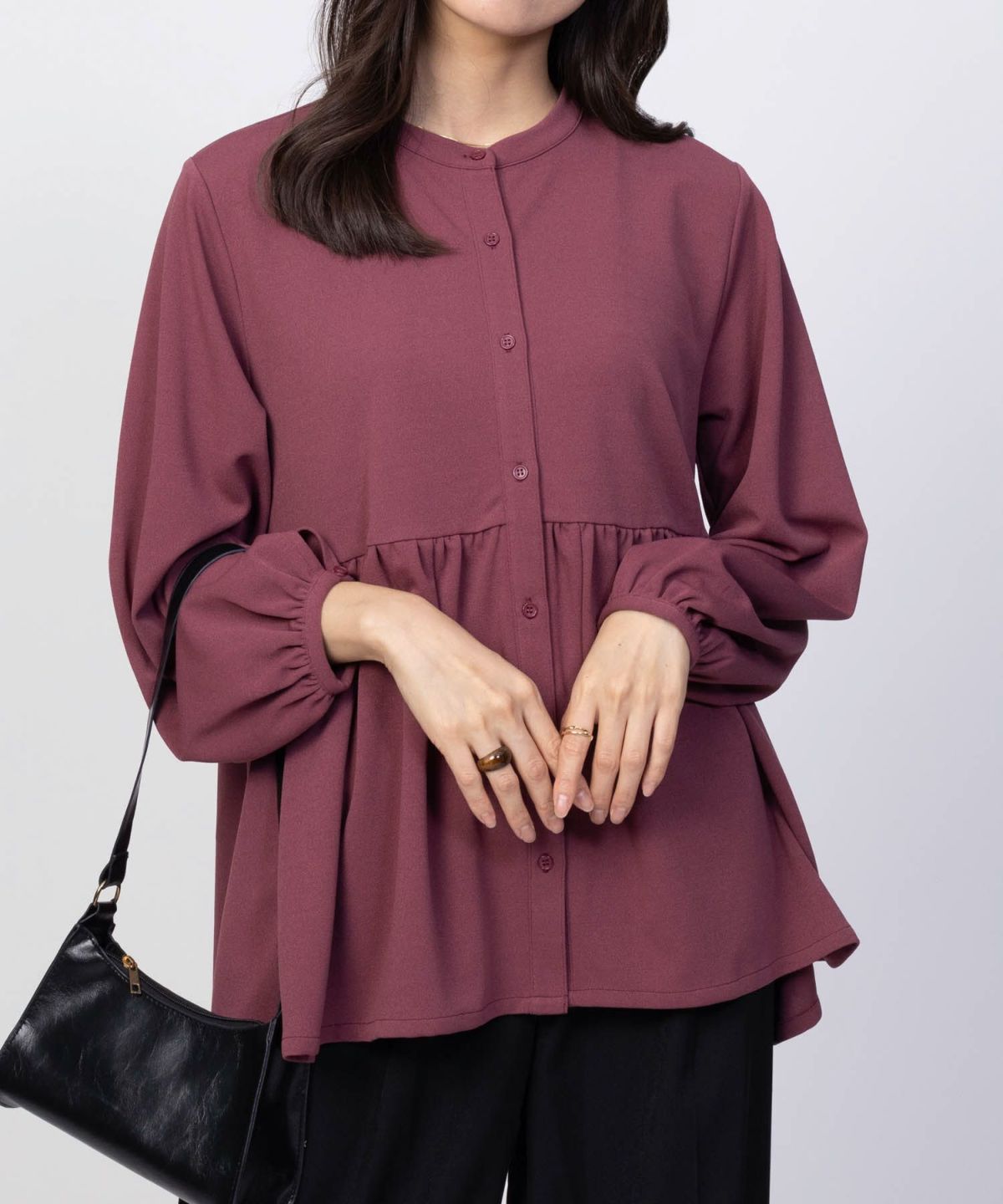 Howdy Marie 梨地前開き切り替えブラウス レディース