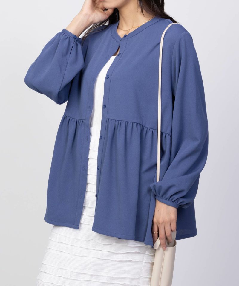 Howdy Marie 梨地前開き切り替えブラウス レディース商品画像-13
