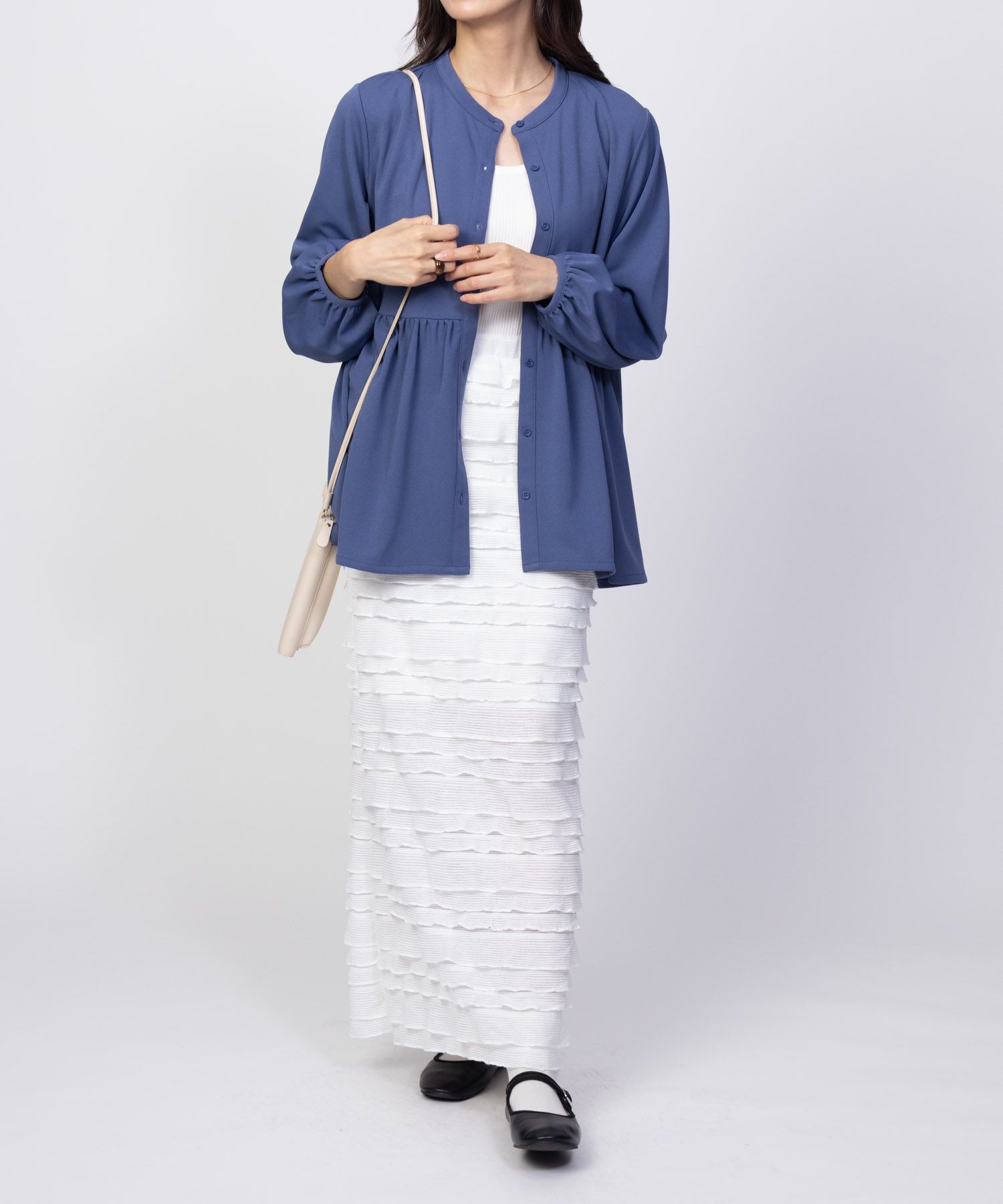 Howdy Marie 梨地前開き切り替えブラウス レディース