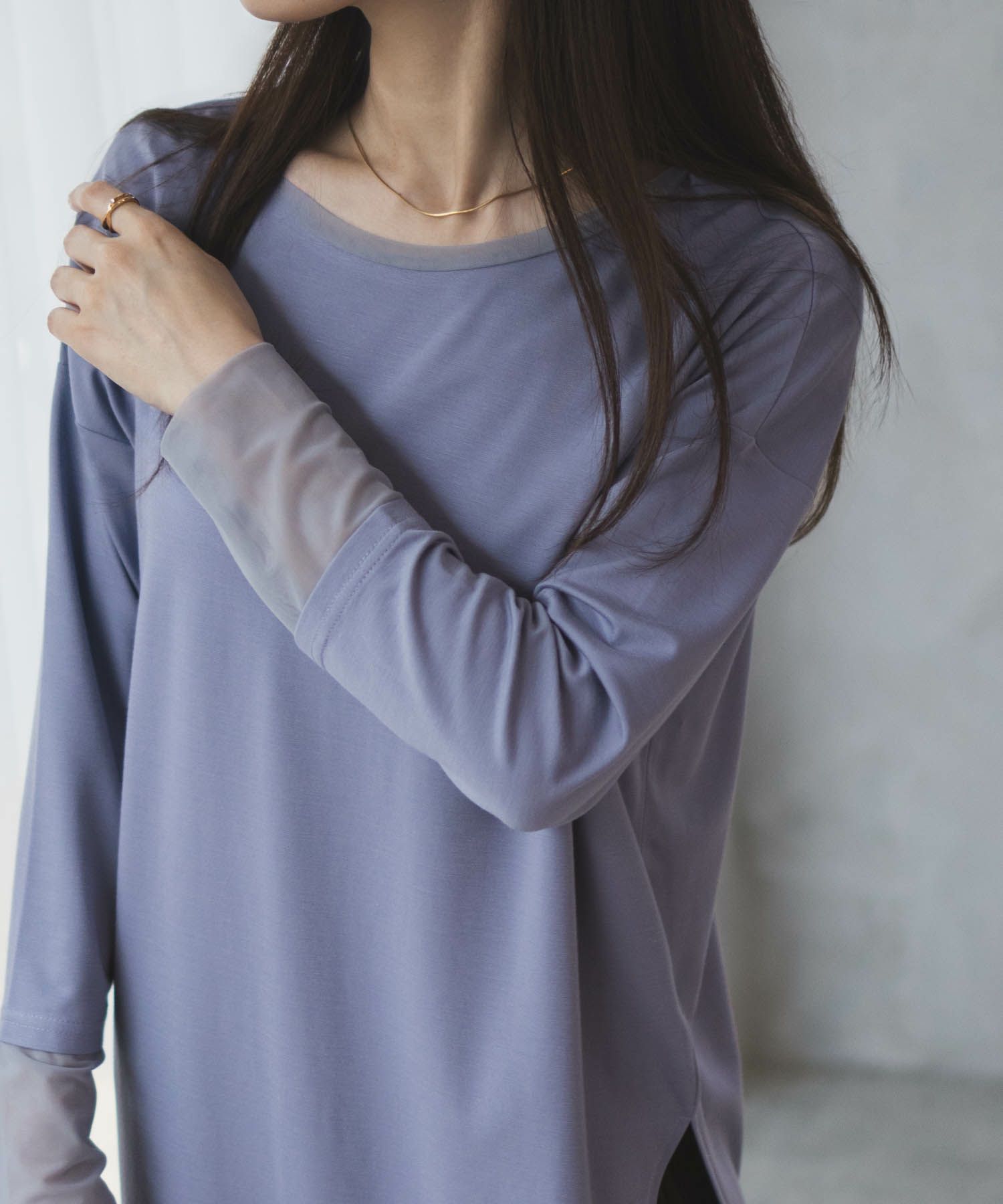 HusHusH  袖チュール長袖Tシャツ レディース メール便 対応商品商品画像-3