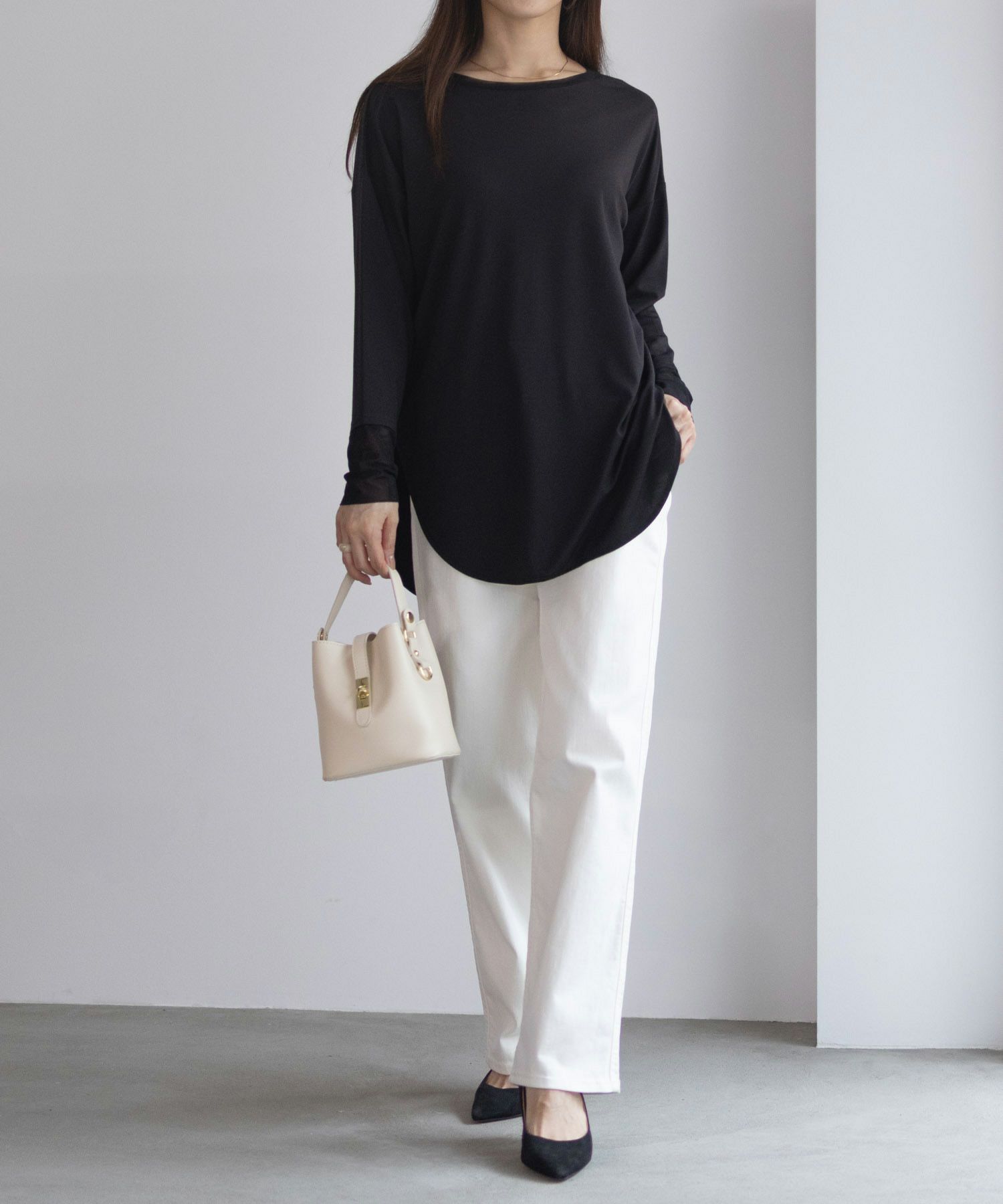 HusHusH  袖チュール長袖Tシャツ レディース メール便 対応商品商品画像-14