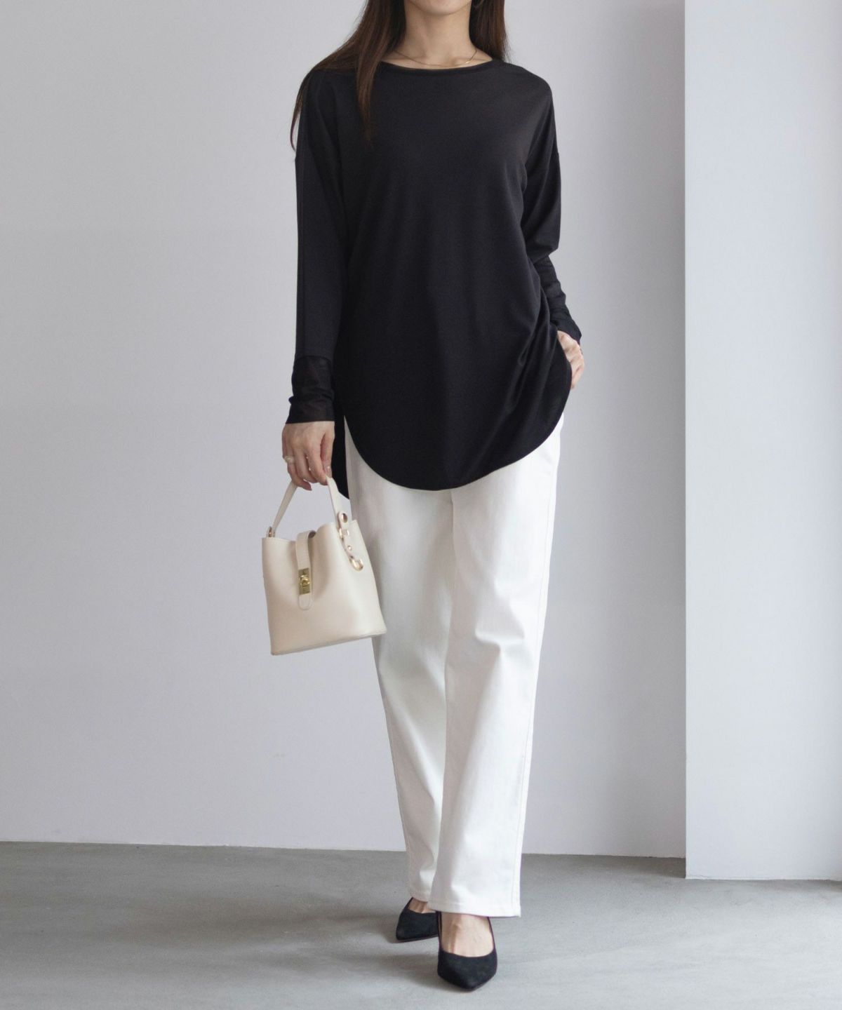 HusHusH 袖チュール長袖Tシャツ レディース ネコポス 対応商品