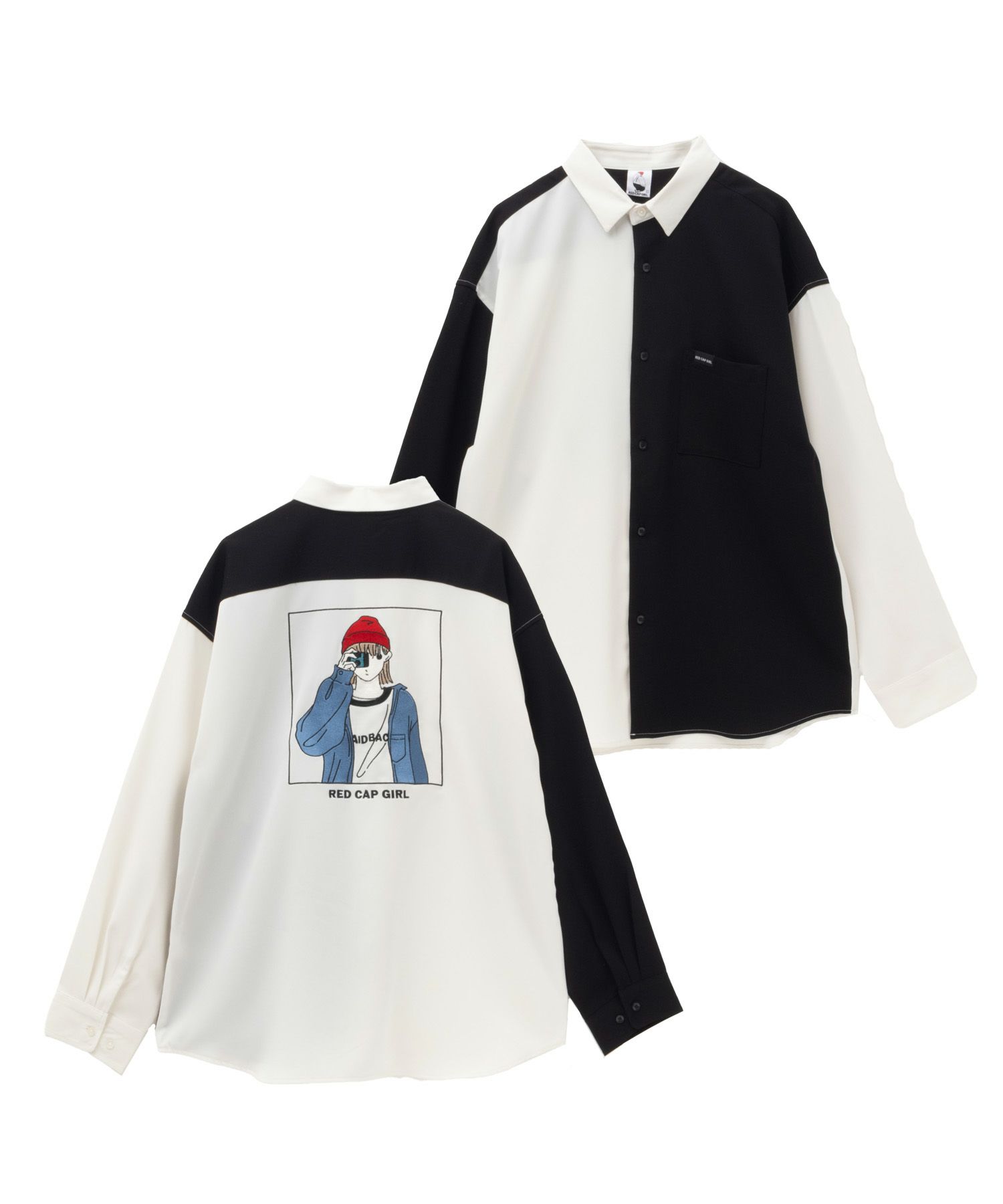 RED CAP GIRL ルーズサイズバック刺繍長袖シャツ メンズ