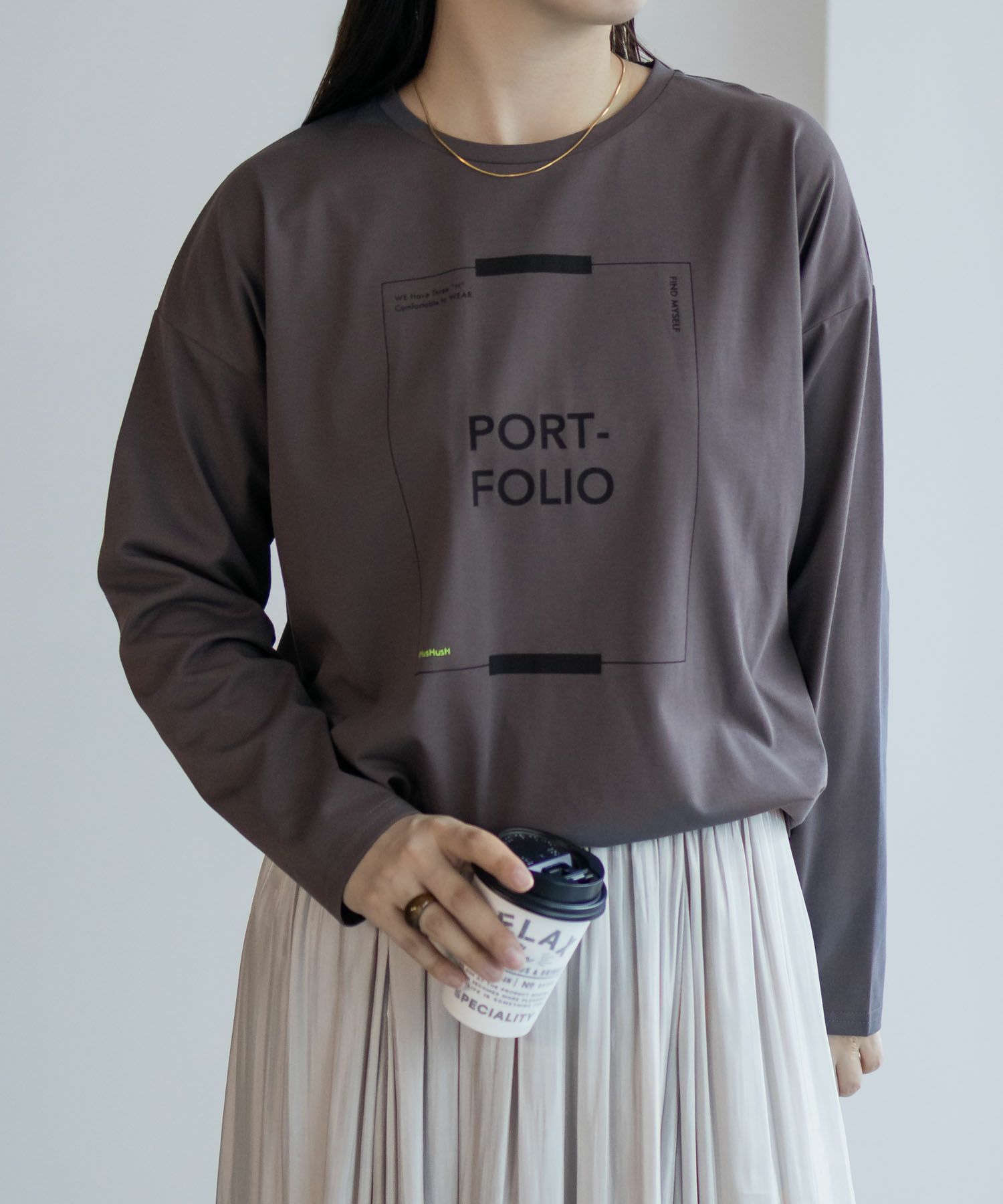 HusHusH 裾ラウンドプリントロンT レディース ネコポス 対応商品