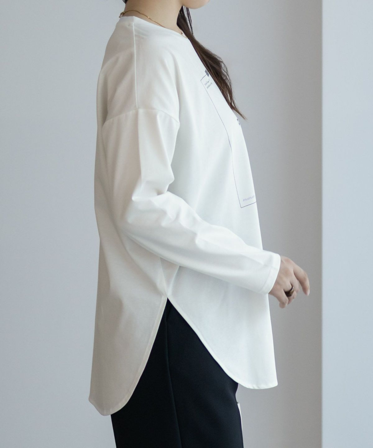 HusHusH 裾ラウンドプリントロンT レディース ネコポス 対応商品