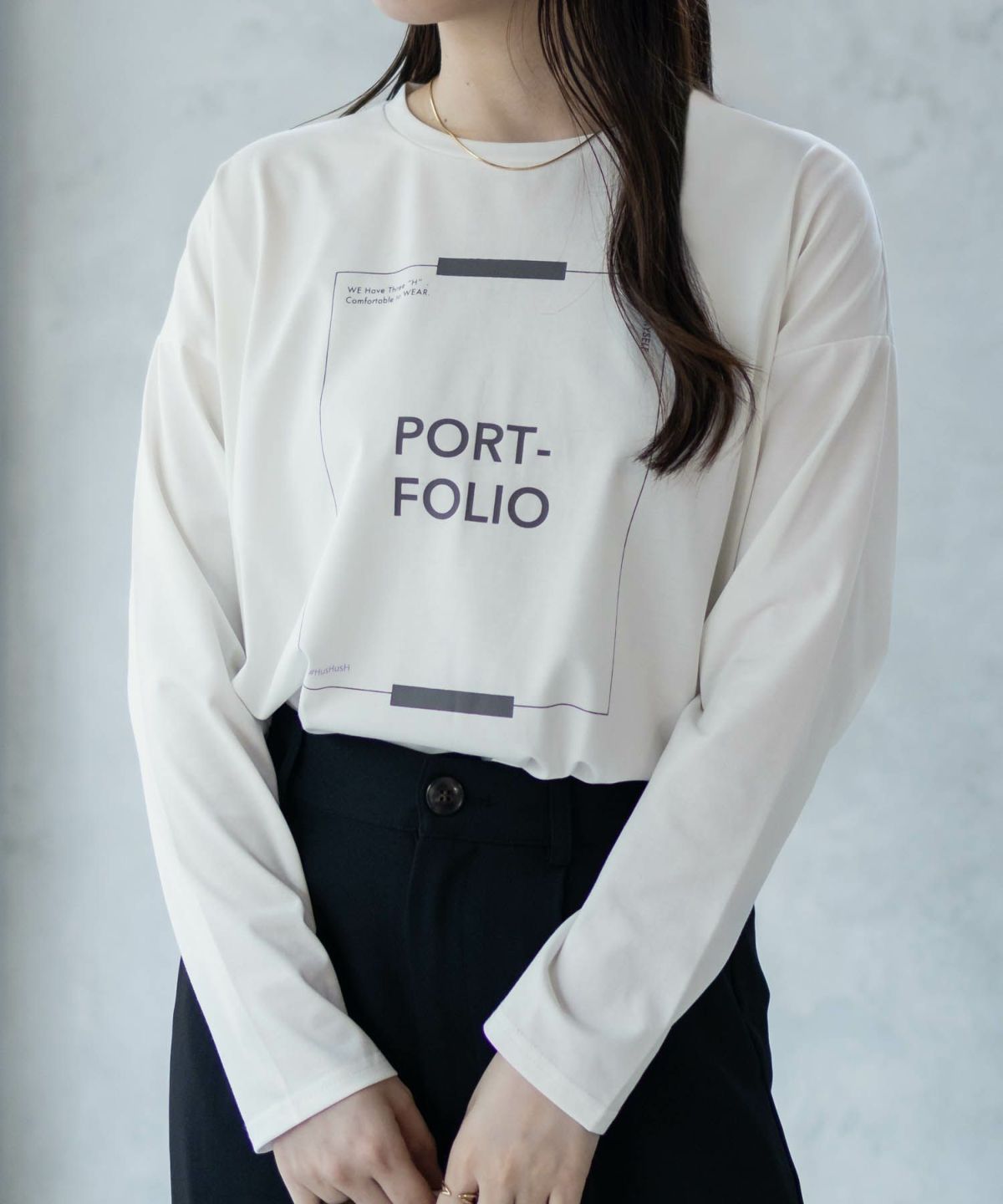 HusHusH 裾ラウンドプリントロンT レディース ネコポス 対応商品