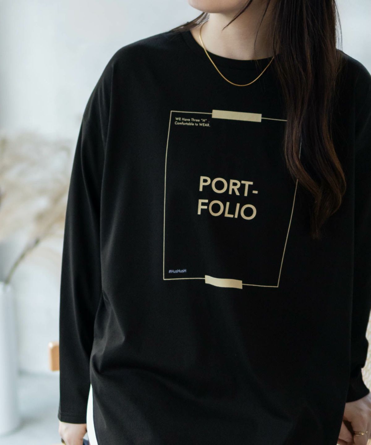 HusHusH 裾ラウンドプリントロンT レディース ネコポス 対応商品