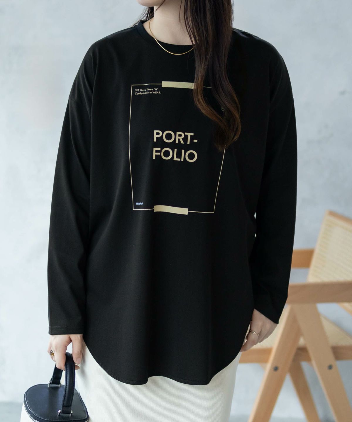 HusHusH 裾ラウンドプリントロンT レディース ネコポス 対応商品