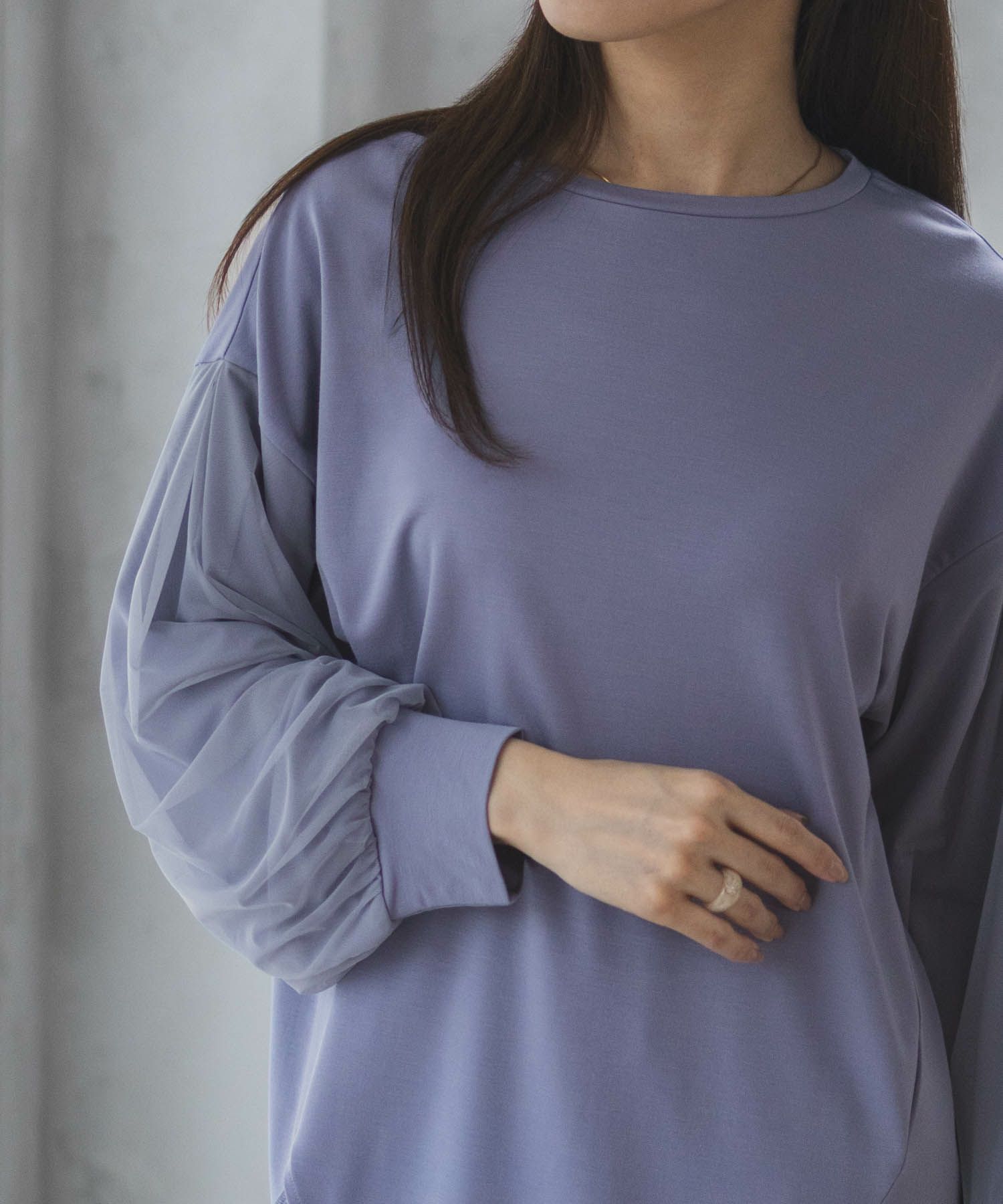 HusHusH ポンチ素材 袖チュールプルオーバー レディース メール便 対応商品商品画像-1