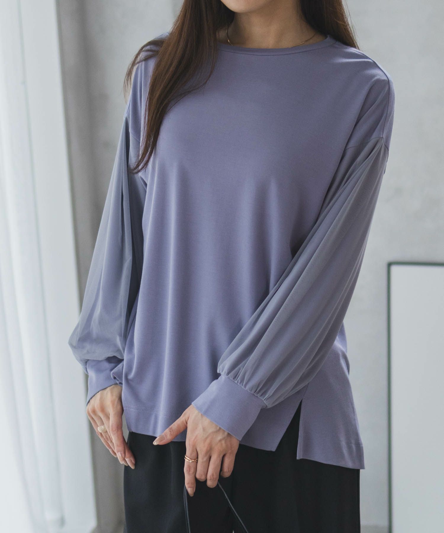 HusHusH  ポンチ素材 袖チュールプルオーバー レディース メール便 対応商品商品サムネイル-4