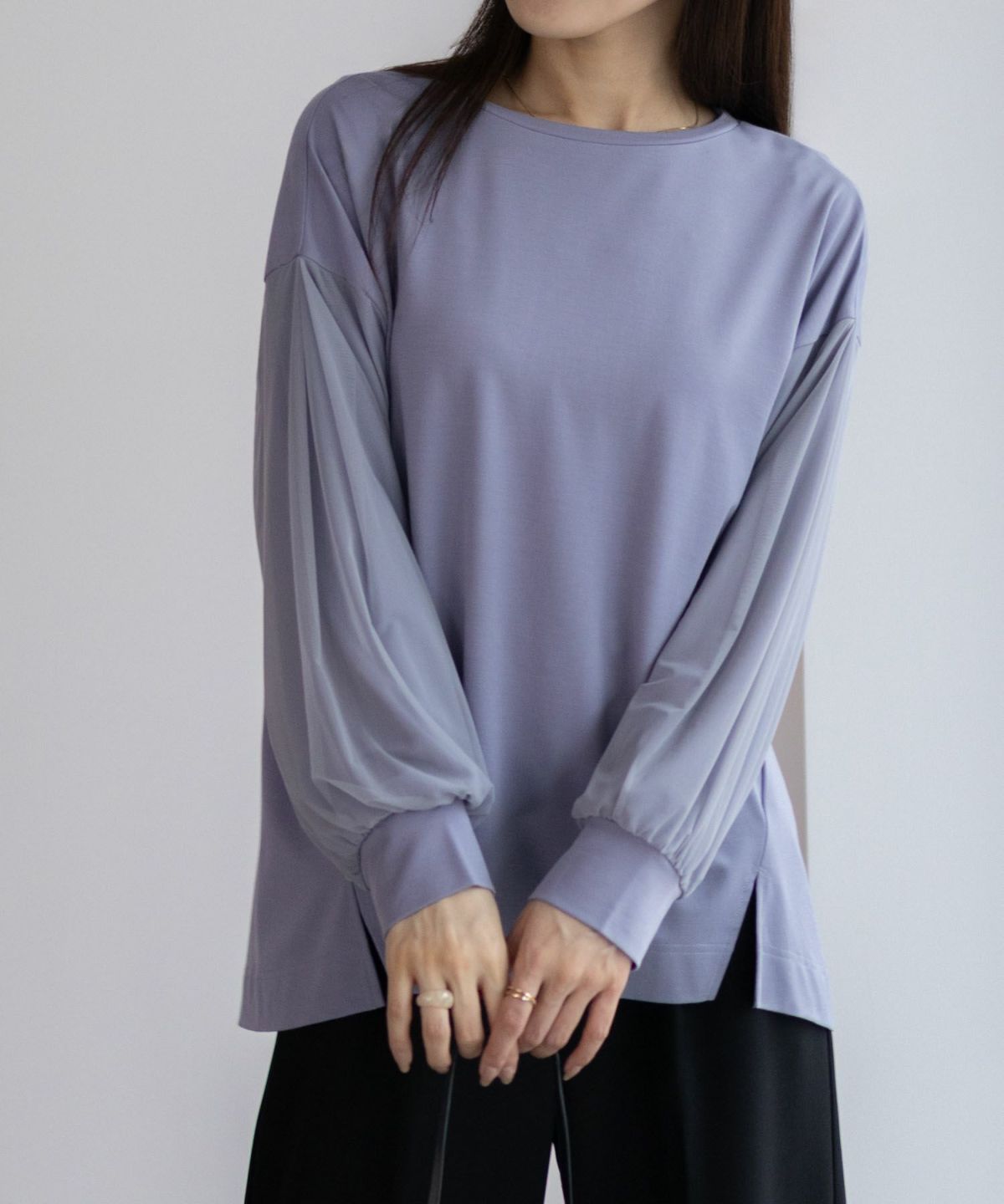 HusHusH ポンチ素材 袖チュールプルオーバー レディース ネコポス 対応商品