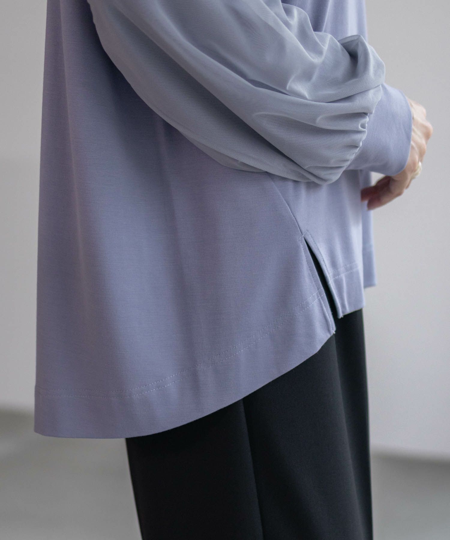 HusHusH  ポンチ素材 袖チュールプルオーバー レディース メール便 対応商品商品画像-10