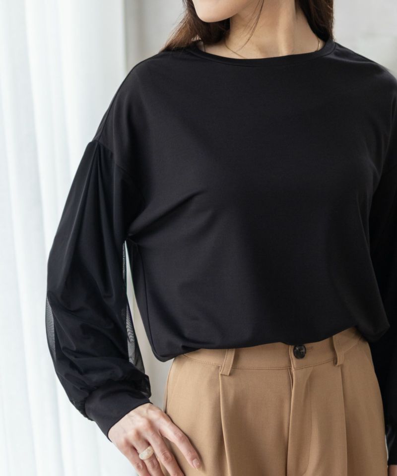 HusHusH  ポンチ素材 袖チュールプルオーバー レディース メール便 対応商品商品画像-12