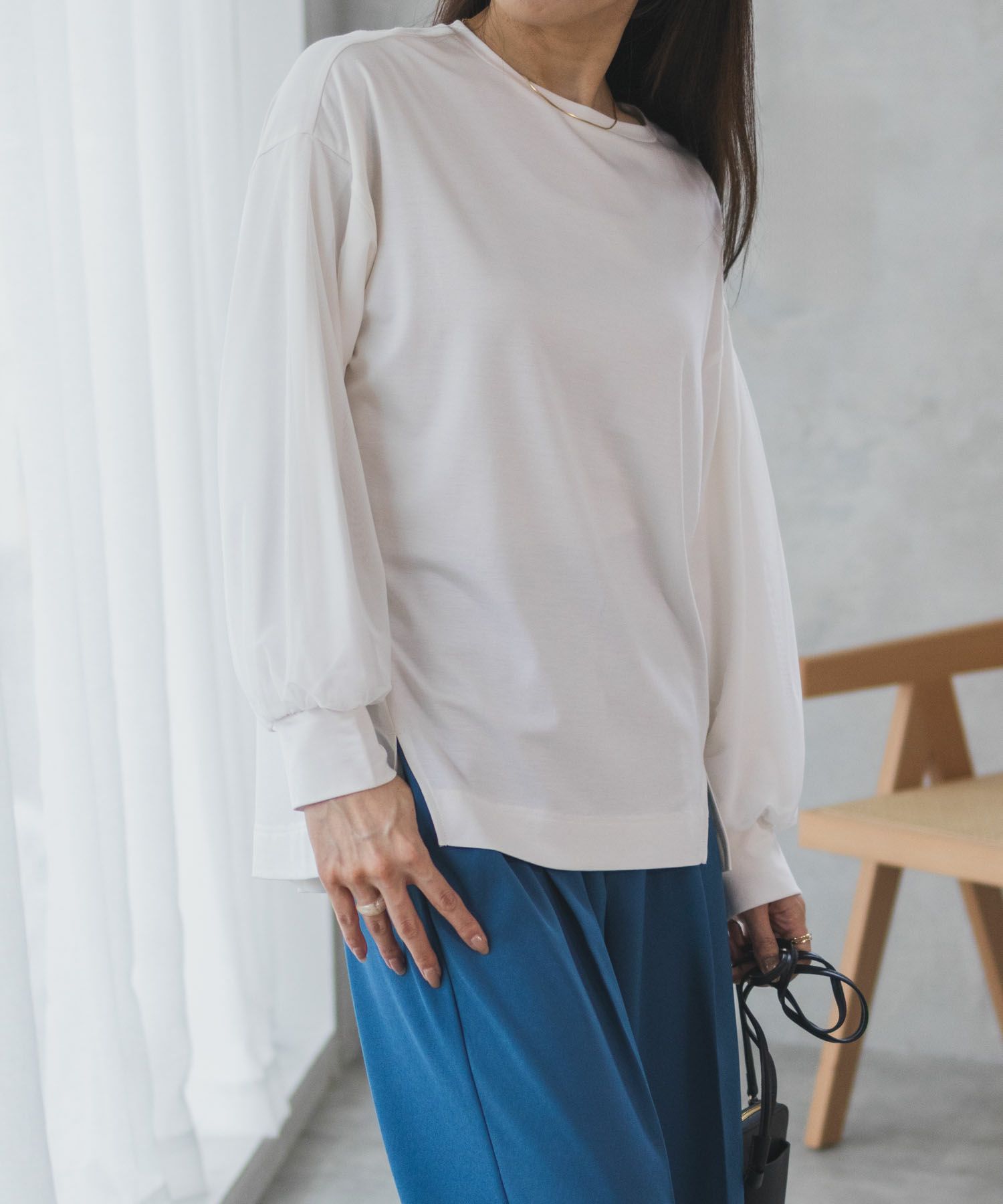 HusHusH  ポンチ素材 袖チュールプルオーバー レディース メール便 対応商品商品画像-15