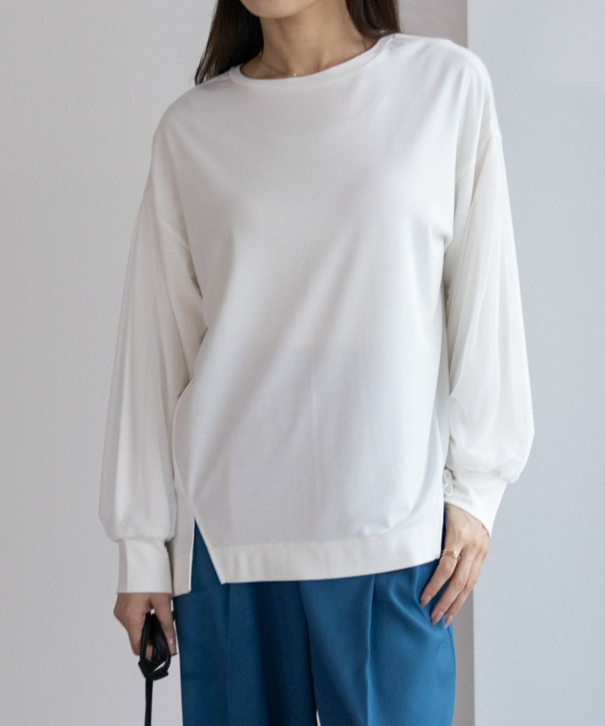 HusHusH ポンチ素材 袖チュールプルオーバー レディース ネコポス 対応商品