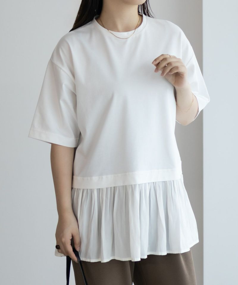 HusHusH  裾フリル切替5分袖プルオーバー レディース メール便 対応商品商品画像-2