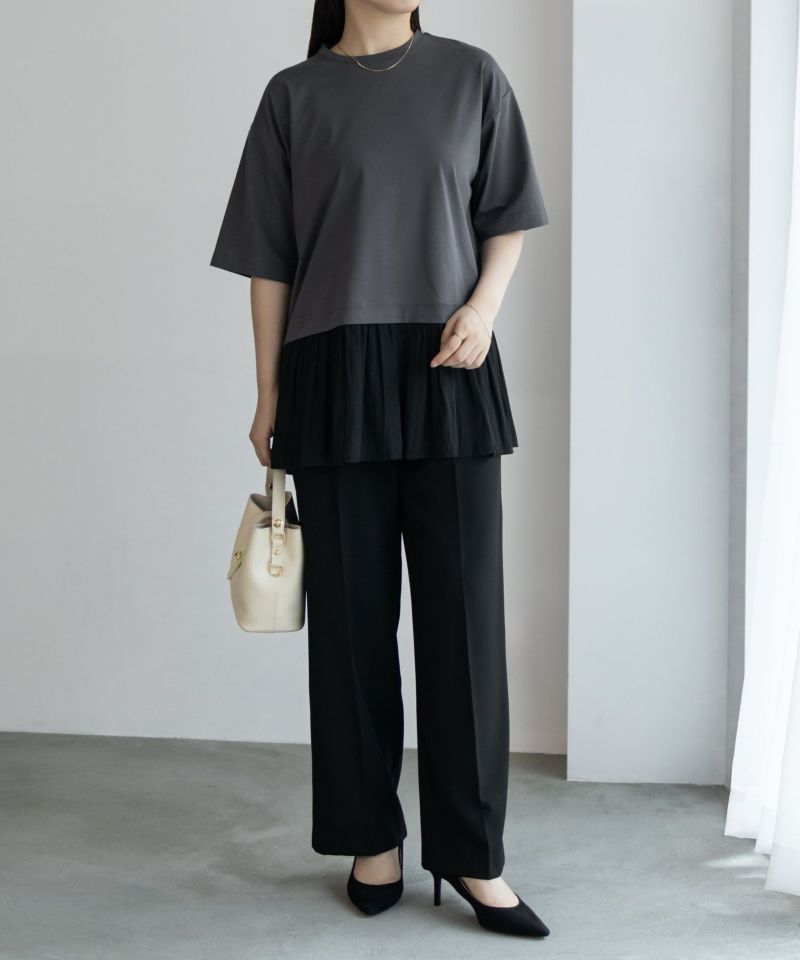 HusHusH  裾フリル切替5分袖プルオーバー レディース メール便 対応商品商品画像-4