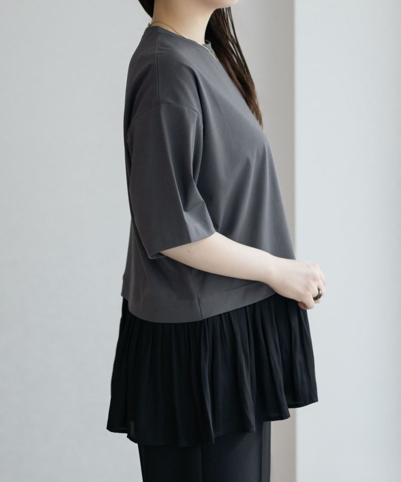 HusHusH  裾フリル切替5分袖プルオーバー レディース メール便 対応商品商品画像-7