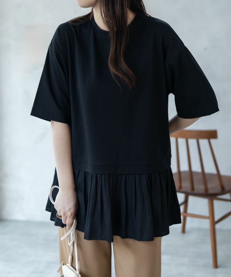 HusHusH  裾フリル切替5分袖プルオーバー レディース メール便 対応商品商品画像-14