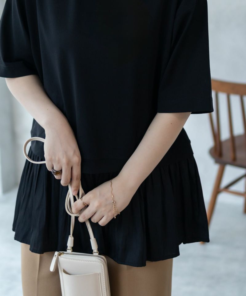 HusHusH  裾フリル切替5分袖プルオーバー レディース メール便 対応商品商品画像-15