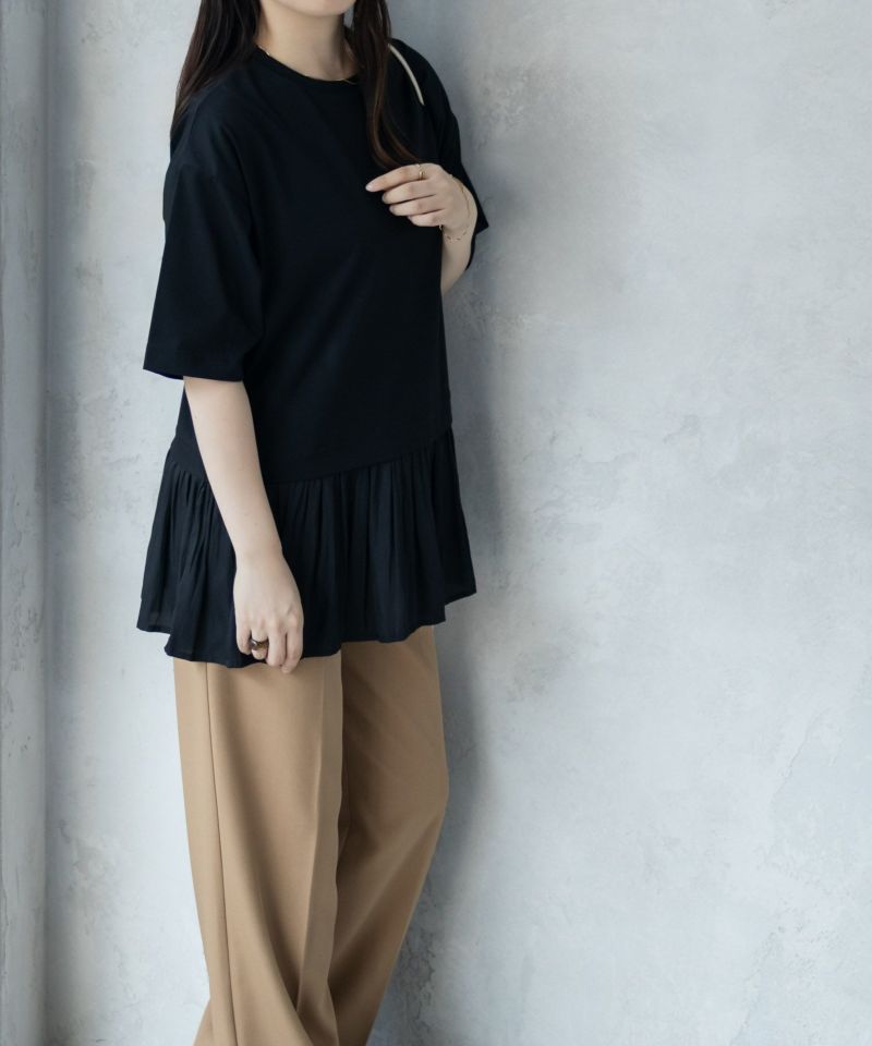 HusHusH  裾フリル切替5分袖プルオーバー レディース メール便 対応商品商品画像-16