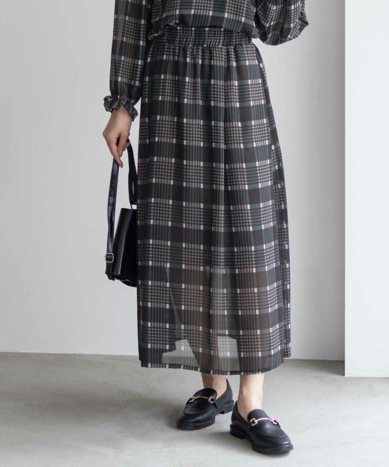 HusHusH  チェックプリントシフォンスカート レディース商品画像-1