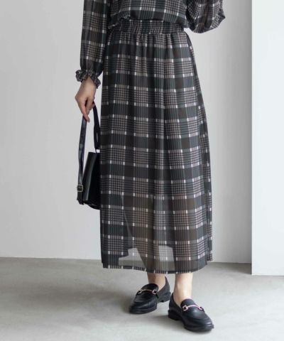 HusHusH チェックプリントシフォンスカート レディース HusHusH チェックプリントシフォンスカート レディース