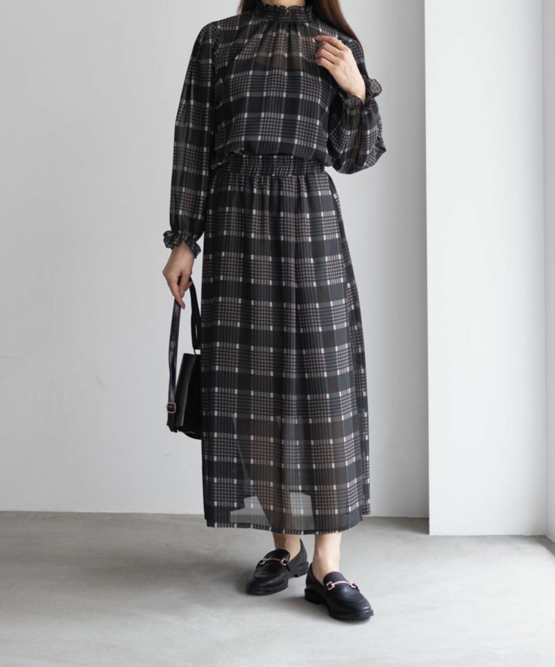 HusHusH  チェックプリントシフォンスカート レディース商品画像-3