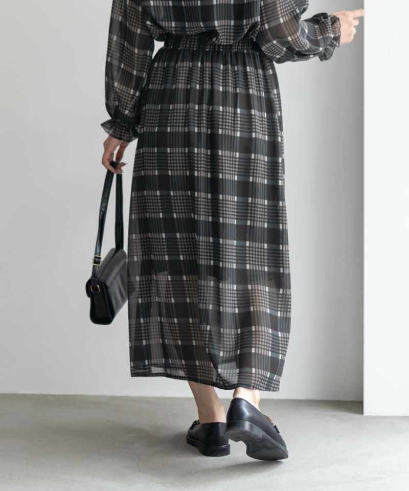 HusHusH  チェックプリントシフォンスカート レディース商品画像-6