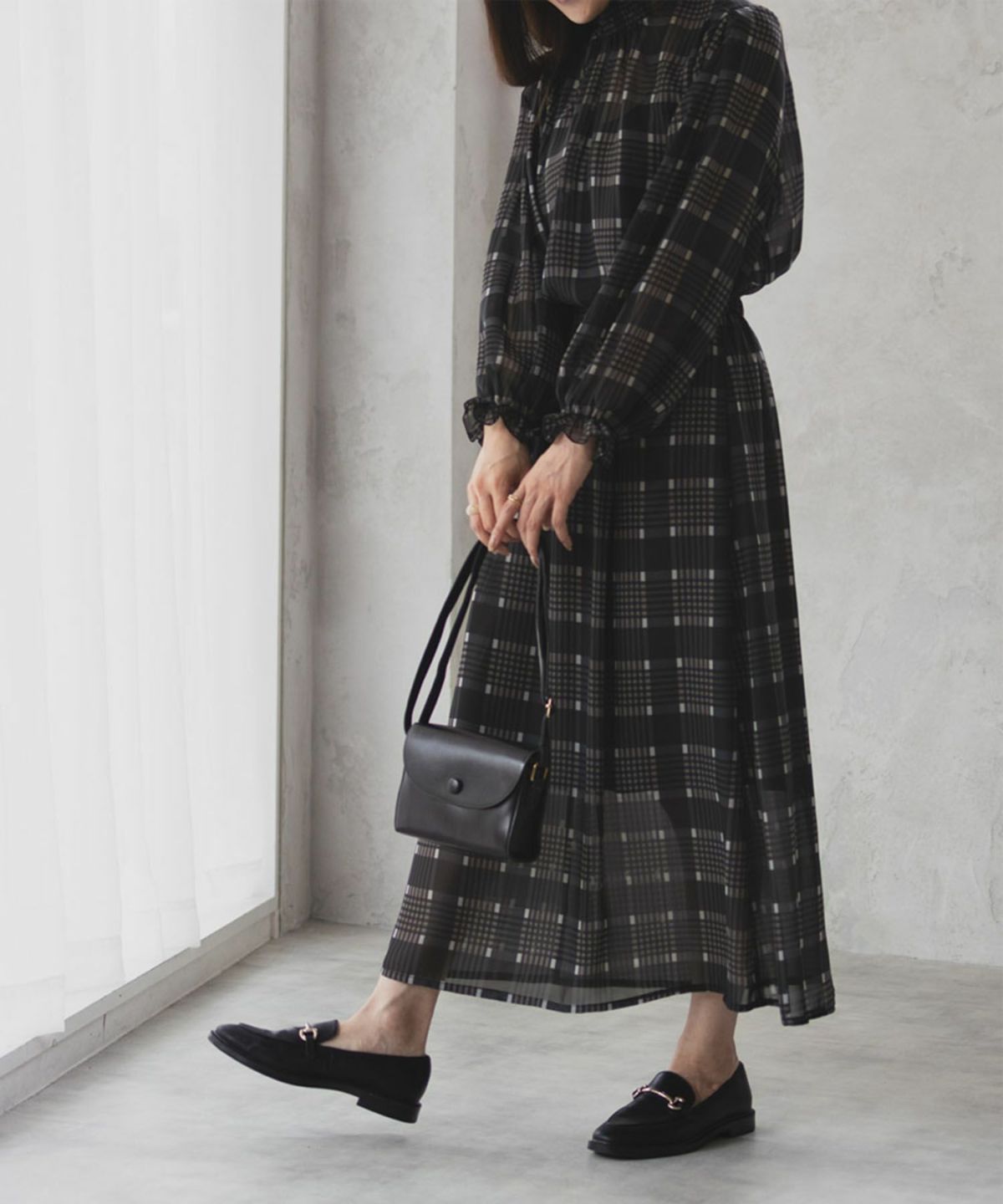 HusHusH チェックプリントシフォンスカート レディース