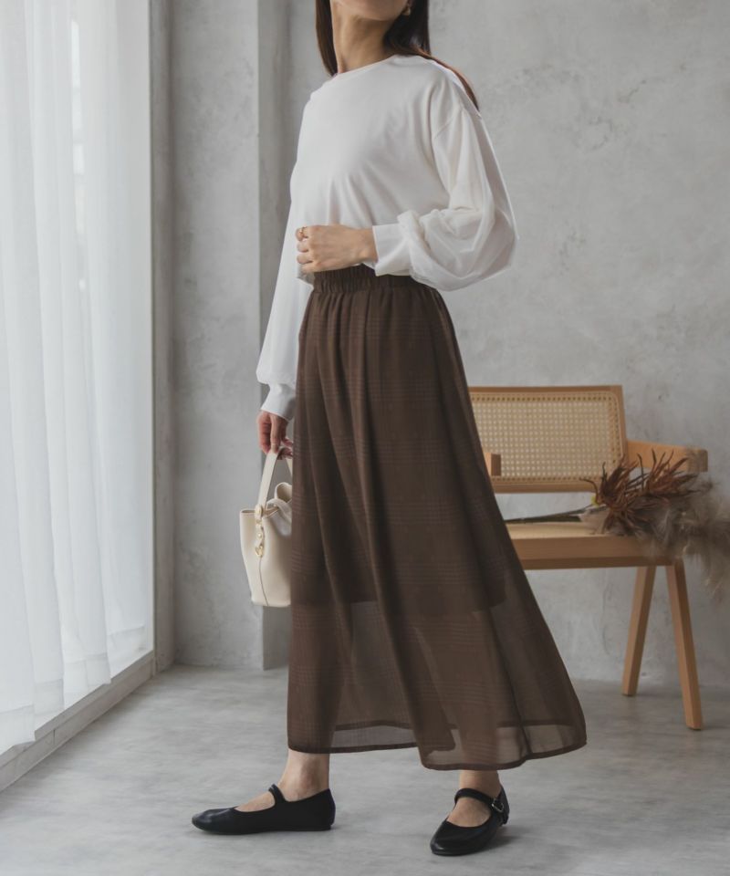 HusHusH  チェックプリントシフォンスカート レディース商品画像-11