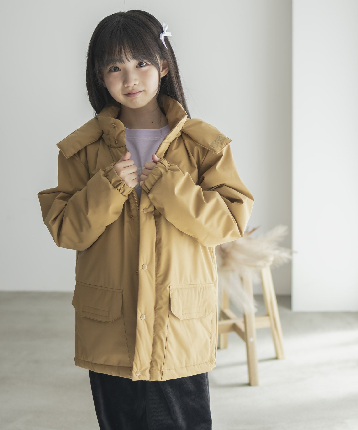 NAVY  シャットアウター シームレス中綿フードブルゾン キッズ商品サムネイル-8